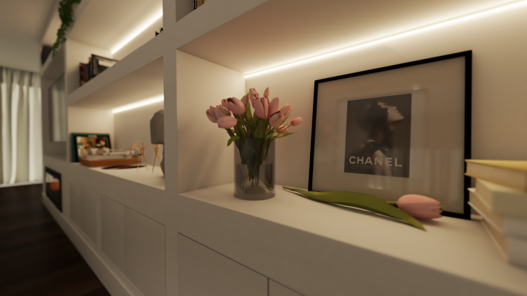 Render fotorrealista con profundidad de campo